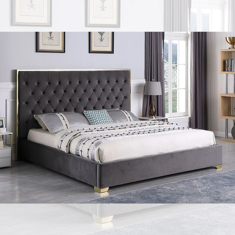 Pinzhi Nordic Design Luxury Soft Bed Upholstered Bedroom Furniture Sets Dormitory Beds