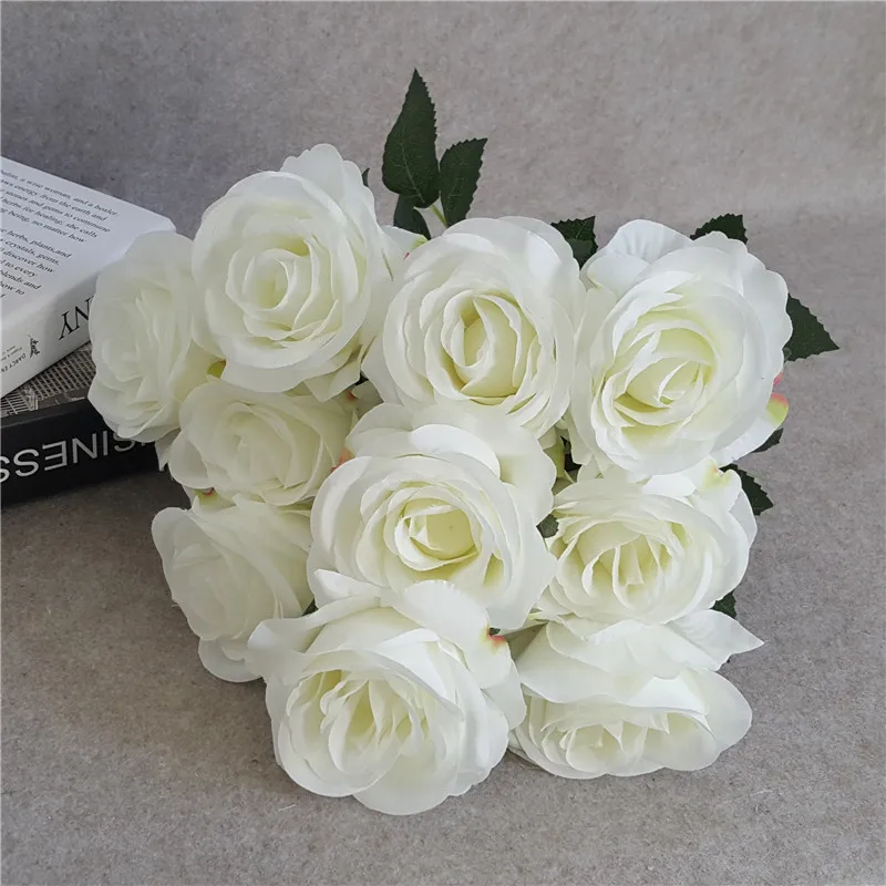 IFG factory direct colourful artificial flowers wedding rose with 10 heads