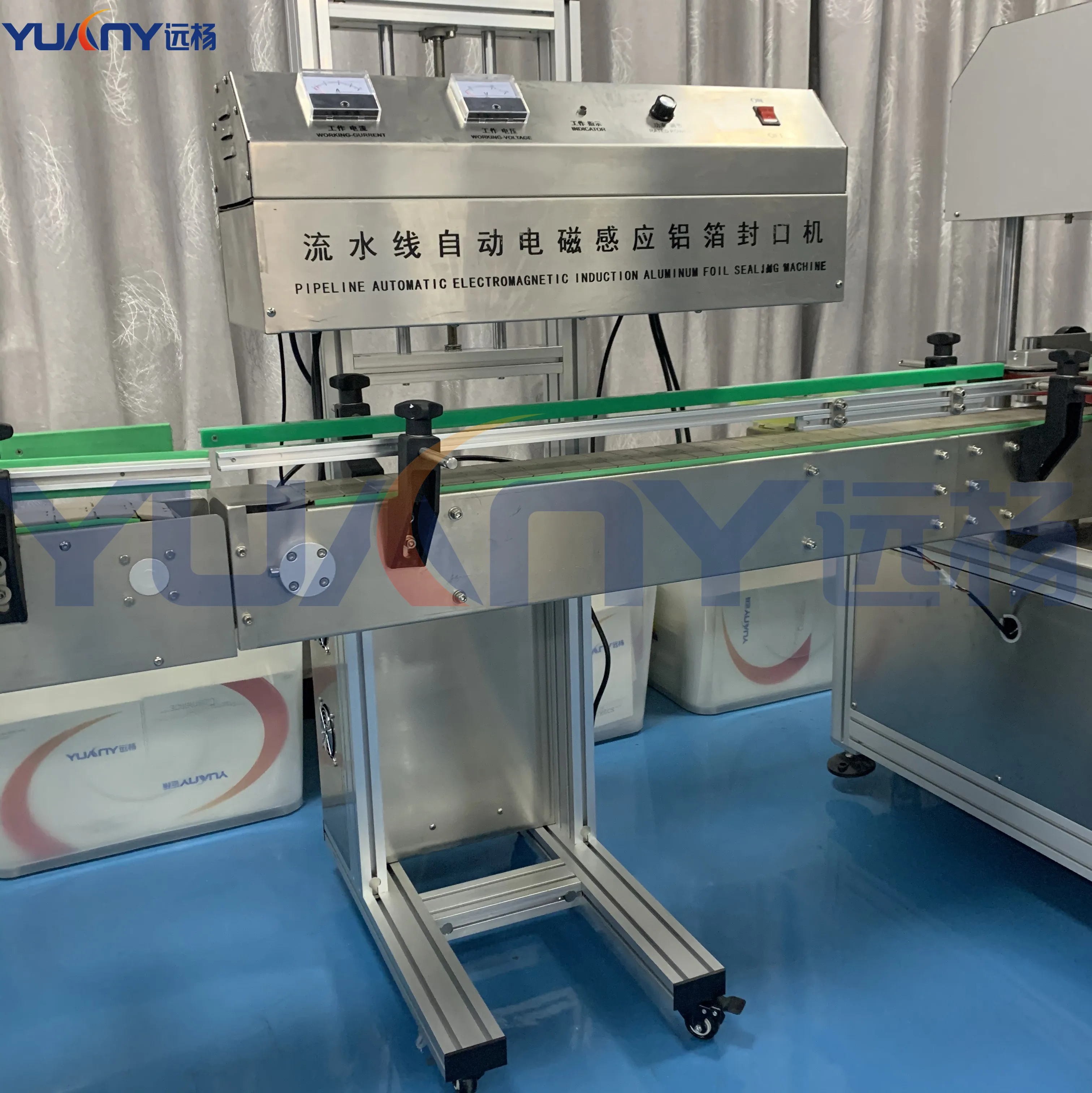 Continuous Automatic Plastic Cap Inner Lining Glass Bottle Aluminum Foil Film Sealer Induction Sealing Machine