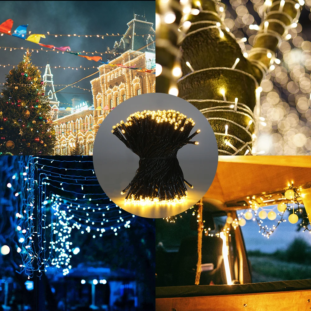 Outdoor Christmas Decoration Supplies Christmas Tree Led Lights Ip44 Waterproof 100M 1000Led Big Christmas String Light