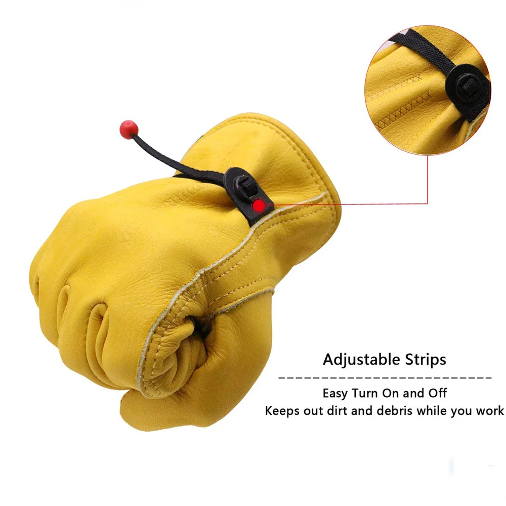 Hot sale yellow cow grain full leather truck driver hand gardening camping working labor protective gear floral gloves