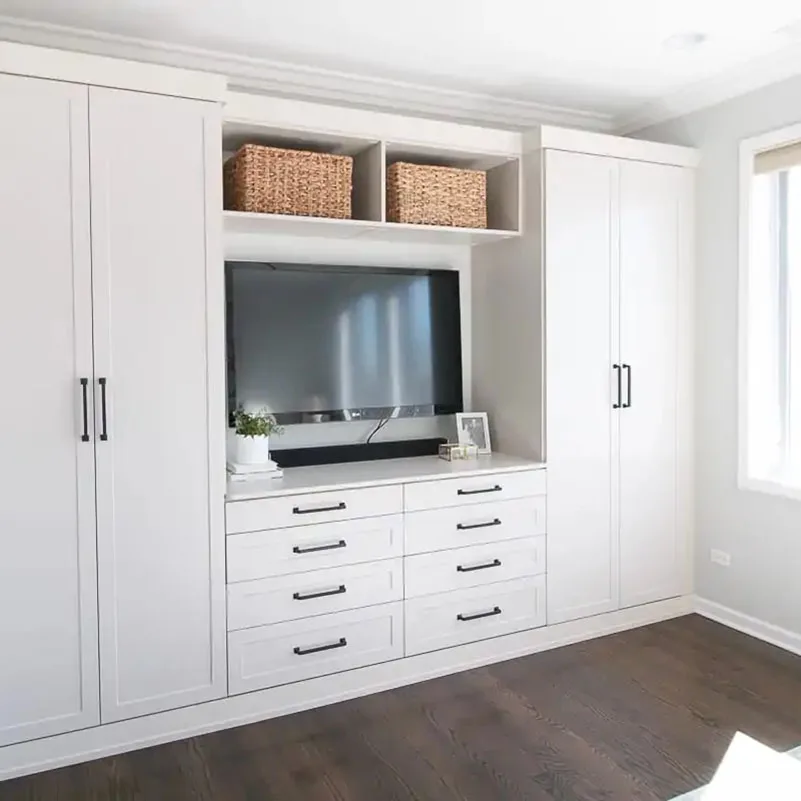 Modern Furniture Set Recessed Solid Wood Cabinets Wall Built-in Design Bedroom Wardrobe for Clothes