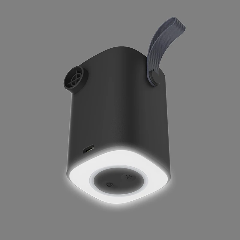Mini Portable Air Pump with LED Lantern, Air Mattress Pump with 5 Nozzles, 1600mAh Rechargeable Pump