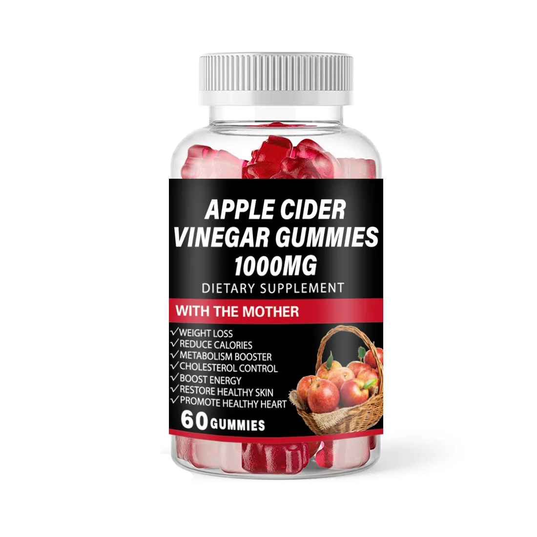 Fast Delivery Apple Cider Vinegar Gummies 1000mg for Detox Cleanse & Immune Health Support