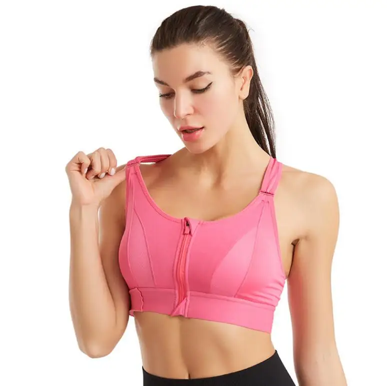 Регулируемый спортивный бюстгальтер на молнии спереди, противоударный жилет без стального кольца, красивое нижнее белье для йоги и Креста сзади, женский спортивный бюстгальтер для йоги