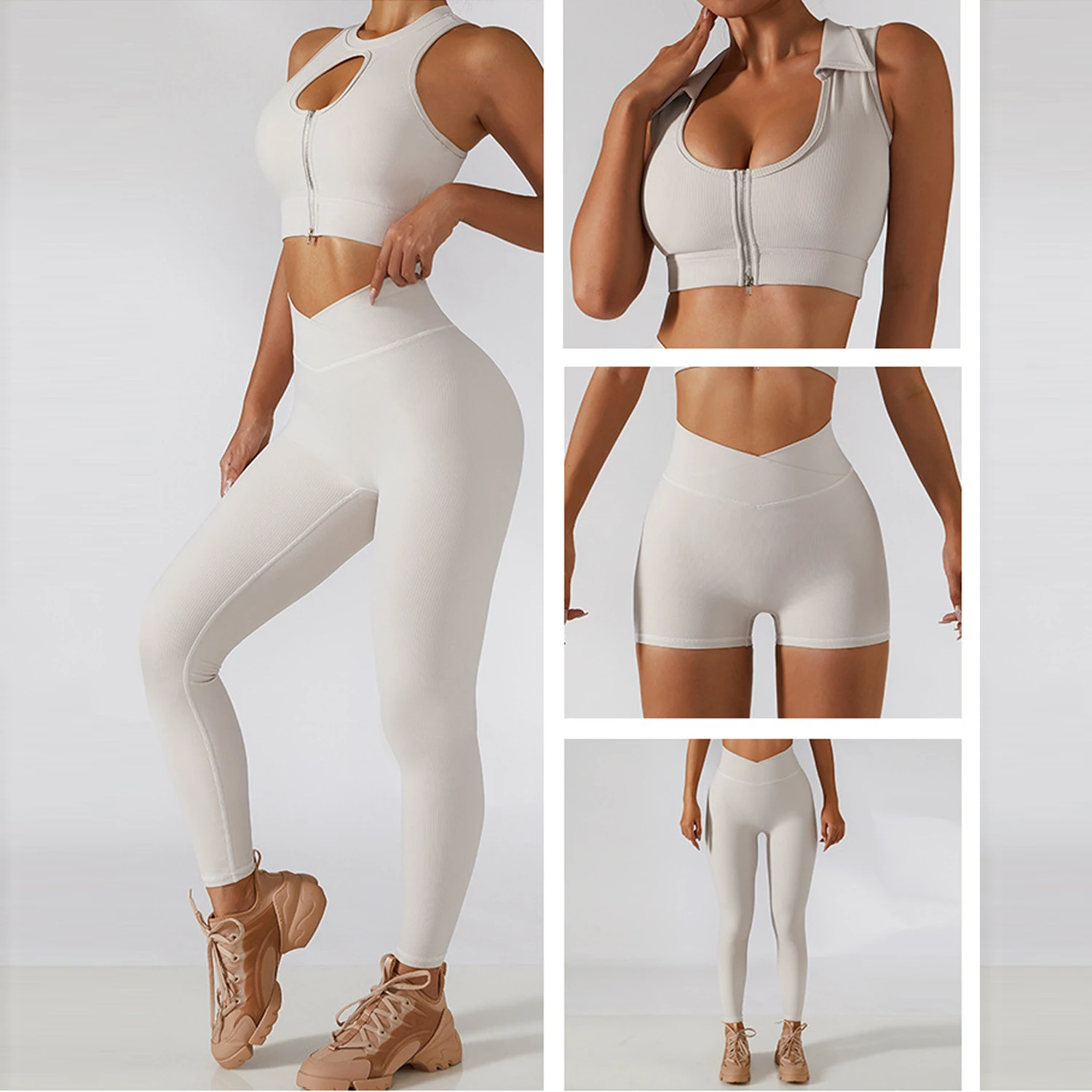 Custom Ropa Deportiva De Mujer Sports Clothing Seamless 4 Pieces Suit Active Wear Womens Activewear Gym Workout Fitness Yoga Set