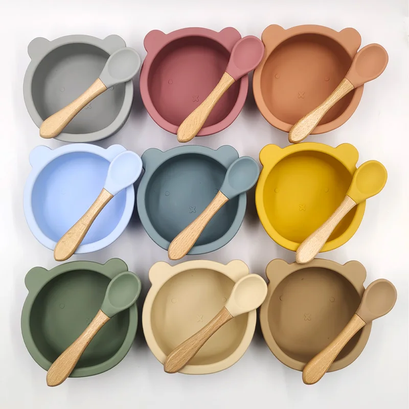 New product No Spill Food Safe Toddler anti spill baby bowls 100% food grade baby food feeding bowl