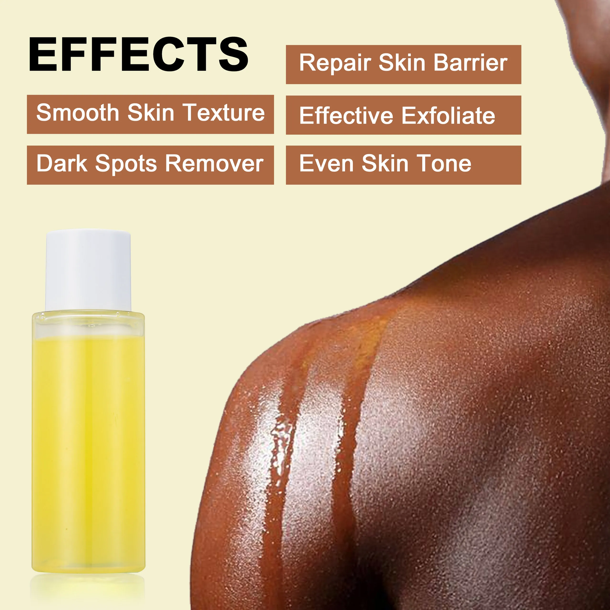Private Label Blank Package Lower MOQ Extra Strong Bleaching Oil Dark Knees Knuckles Removal Skin Whitening Orange Yellow Peelin