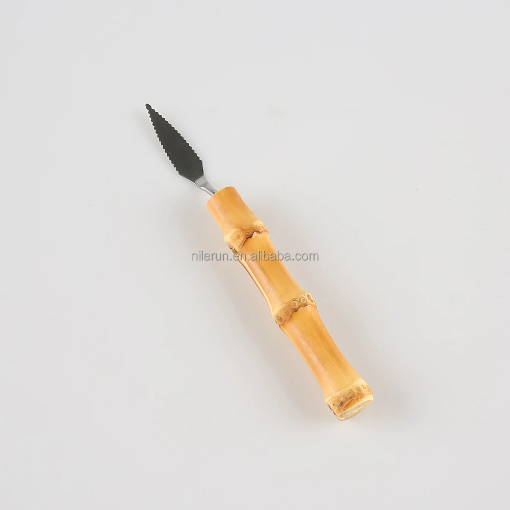 Art Tools Artist Unique Handmade Natural Bamboo Root Wood Wooden Handle Painting Palette Knife for Oil Paint Canvas