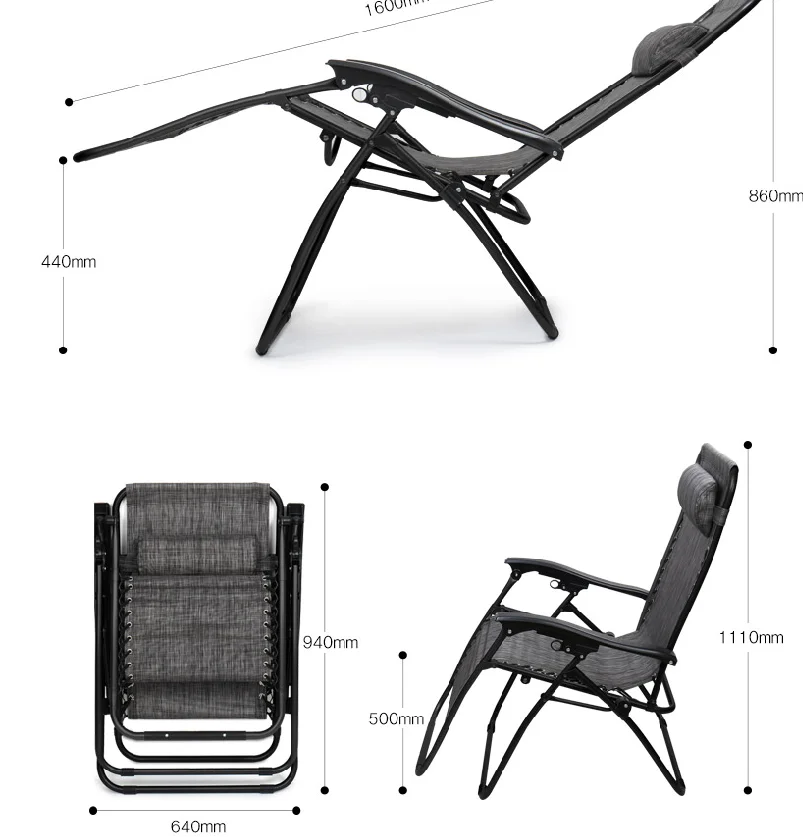 Outdoor steel folding zero gravity relaxing lounge recliner easy chair
