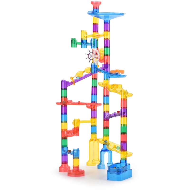 84 pcs luminous Marble run game toy for kids marble race track glow in the dark STEM building block ball maze track