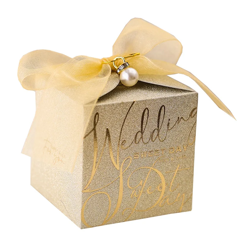 Hot Sale Luxury Gold Foil Candy Box Wedding Gift Packaging Sugar Paper Box Party Favor Small Gift Package