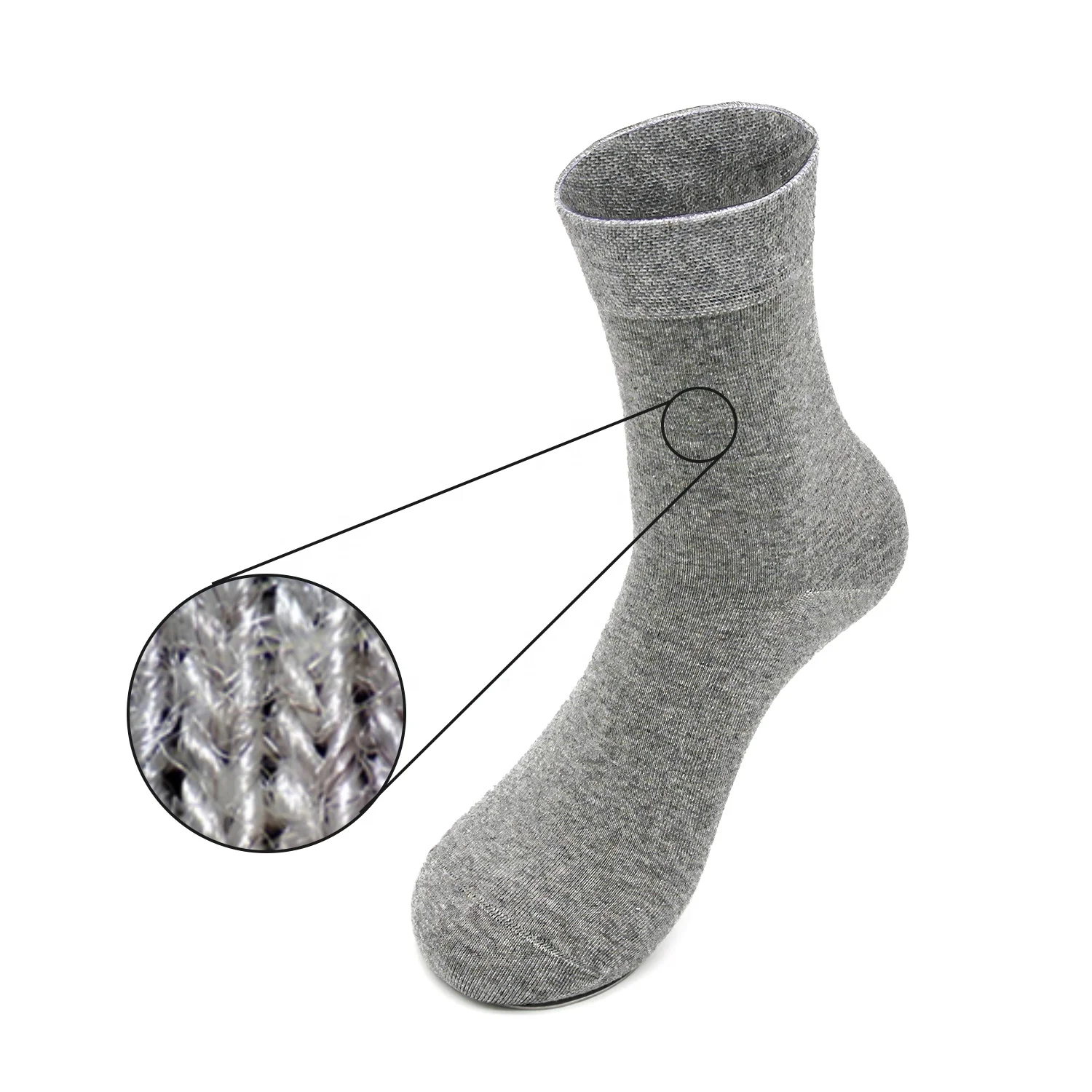 Comfortable Smooth And Seamless Technology Healing Ulcers High Percent Silver Fiber Gray Socks For Sports Shoes Men