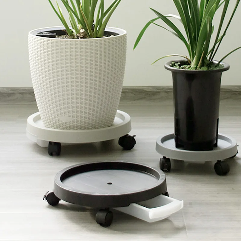 Support Flower Pot Tray Toughened Wheel Flower pot Roller,Round Moving Plant Pot Saucer Plant Stand Pallet for Outdoor Indoor