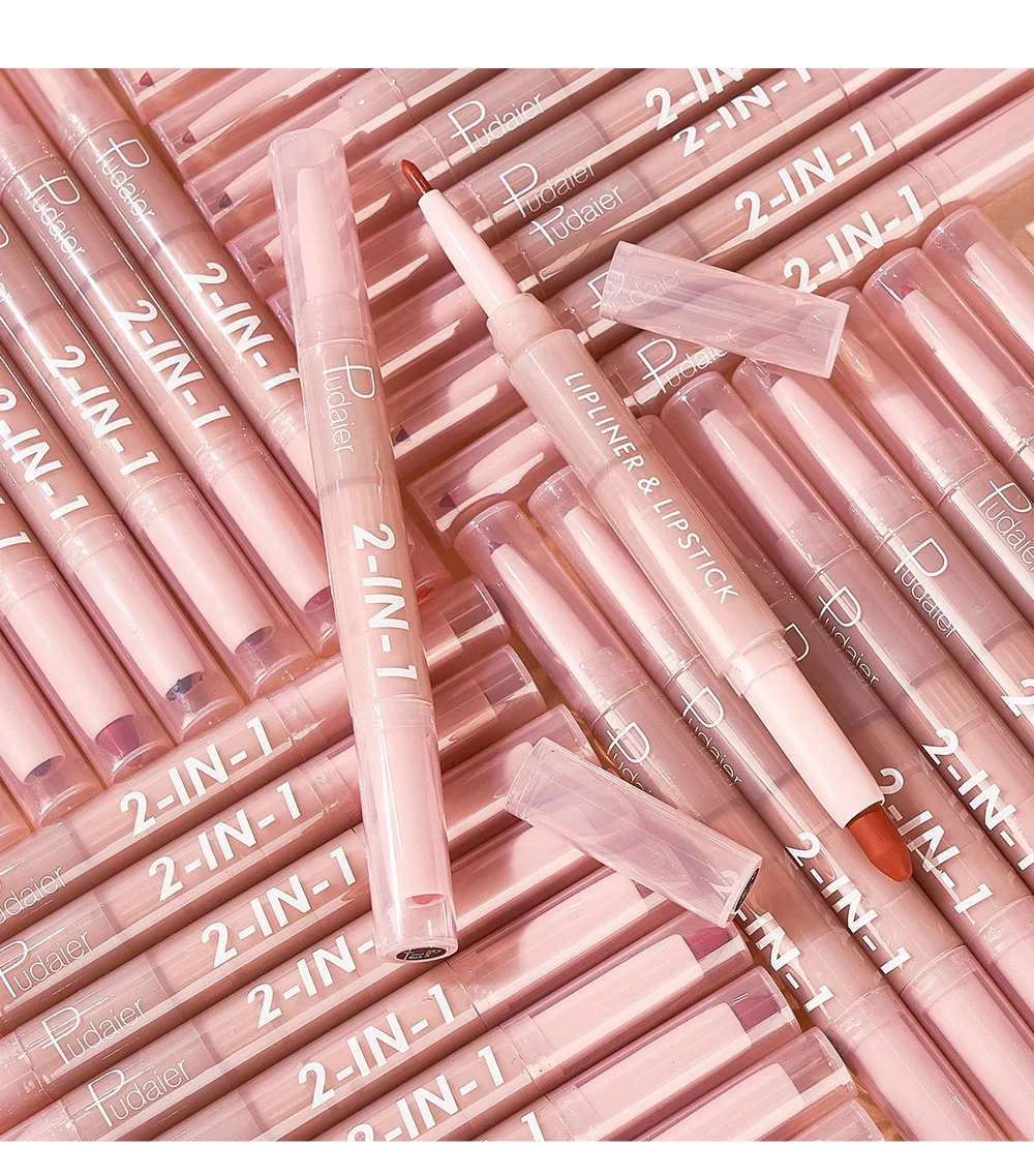 OEM Beauty Cosmetic Lip Liner Best Selling Waterproof Matte Creamy Lipstick And Lip Liner 2-IN-1 Private Label