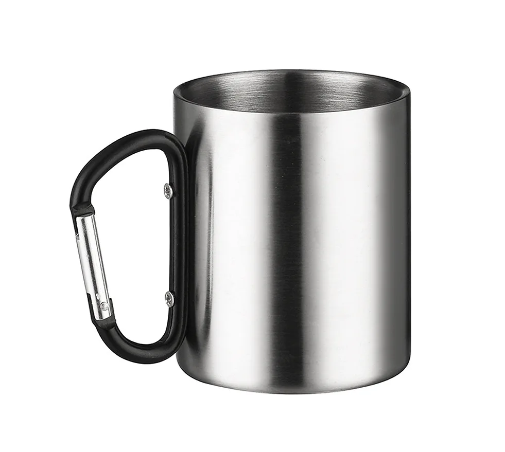 330ml stainless steel mountaineering buckle mug tumbler with climbing buckle handle outdoor travel camping portable drinking cu