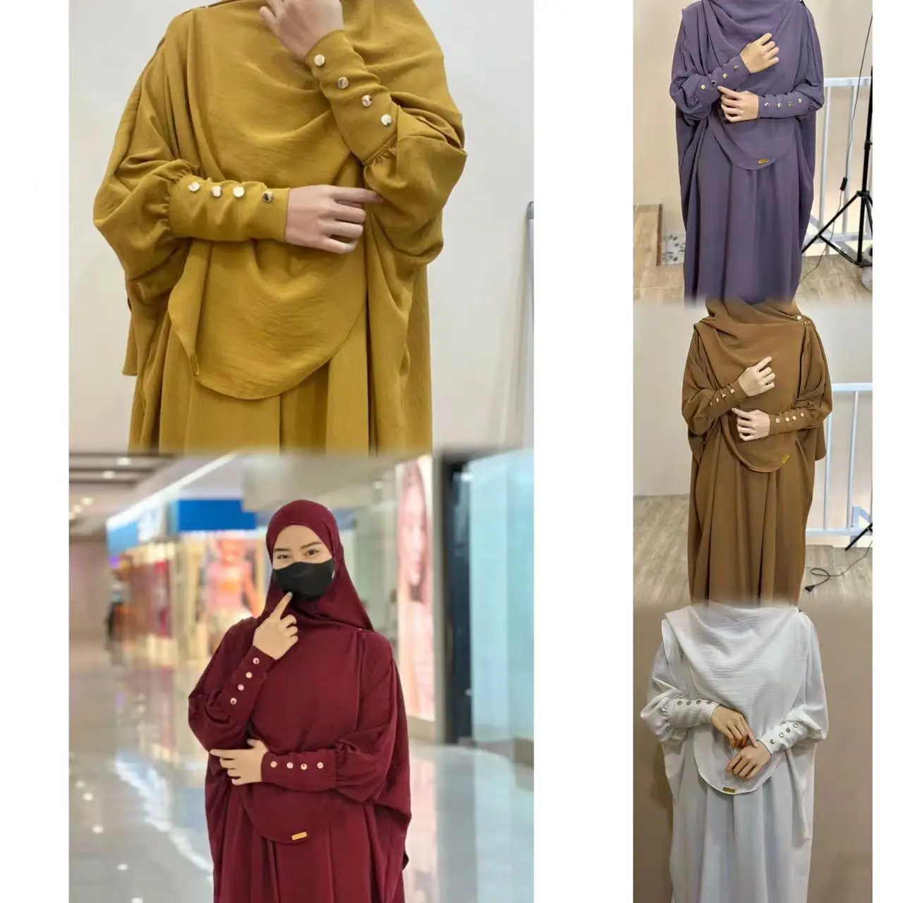 Dubai Women Muslim Dress tailored solid color pleated chiffon Islamic moderate dress with belt long sleeve Abaya