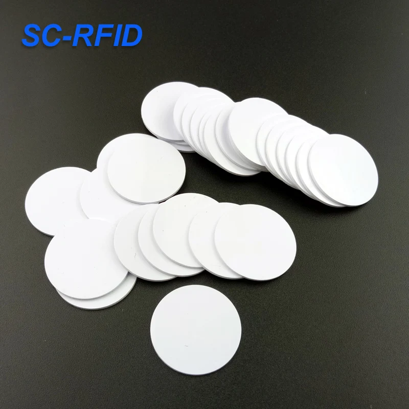 Factory Price White PVC RFID Coin Tags 13.56MHz Small Card 25mm Diameter Size Waterproof ISO 14443a access control