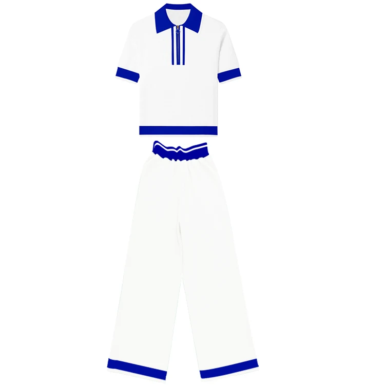 Women S Summer Sweater Set Matching Two Piece Casual Outfits Polo Kint Women Blouse And Sweater Shirt Set 2 Pieces Sweater Set