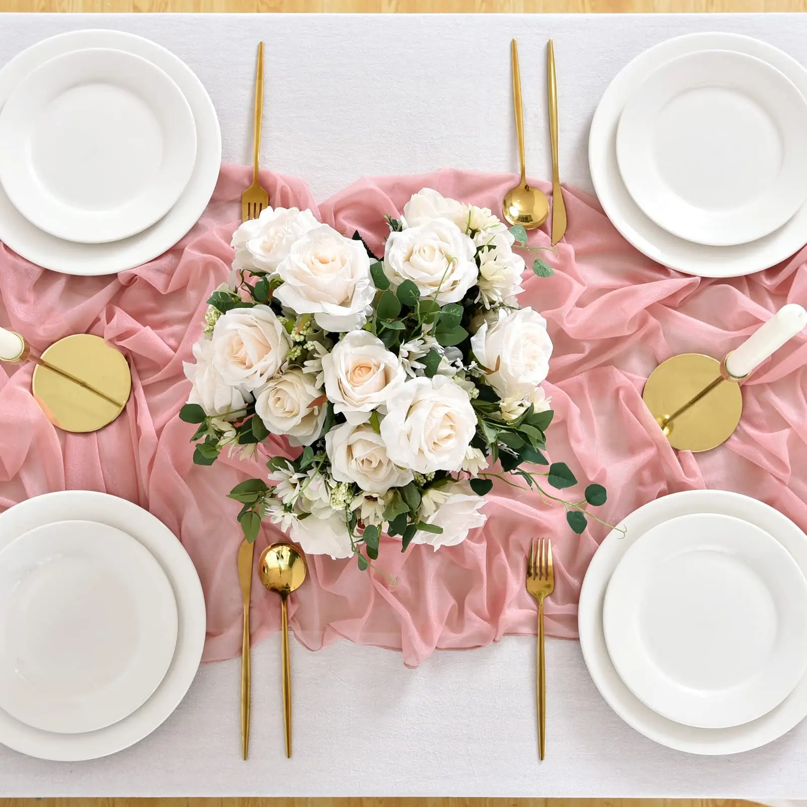 Wholesale 10ft Dusty Rose Pink New Chiffon Table Runner Sheer Table Runners for Wedding Table Decoration