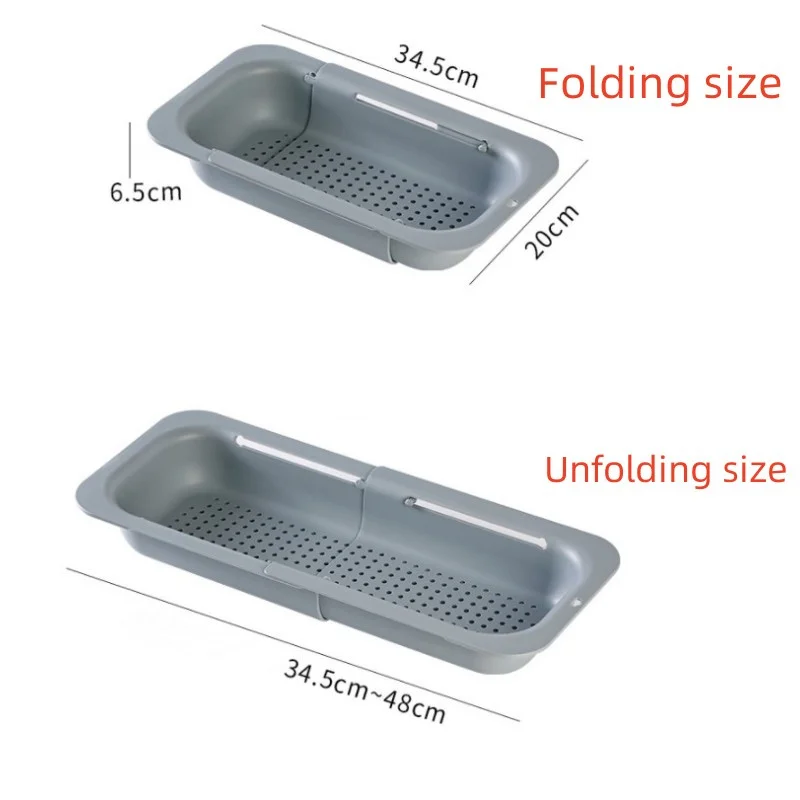 Wholesale Extendable Double Layer Drain Basket Over The Sink Colander Strainer Basket For Vegetable Fruit