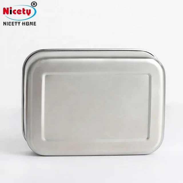 304 Bento Bread Box Food Storage Lunch Box Stainless Steel Bento Wood Storage Boxes & Bins Food Container School Modern Silver