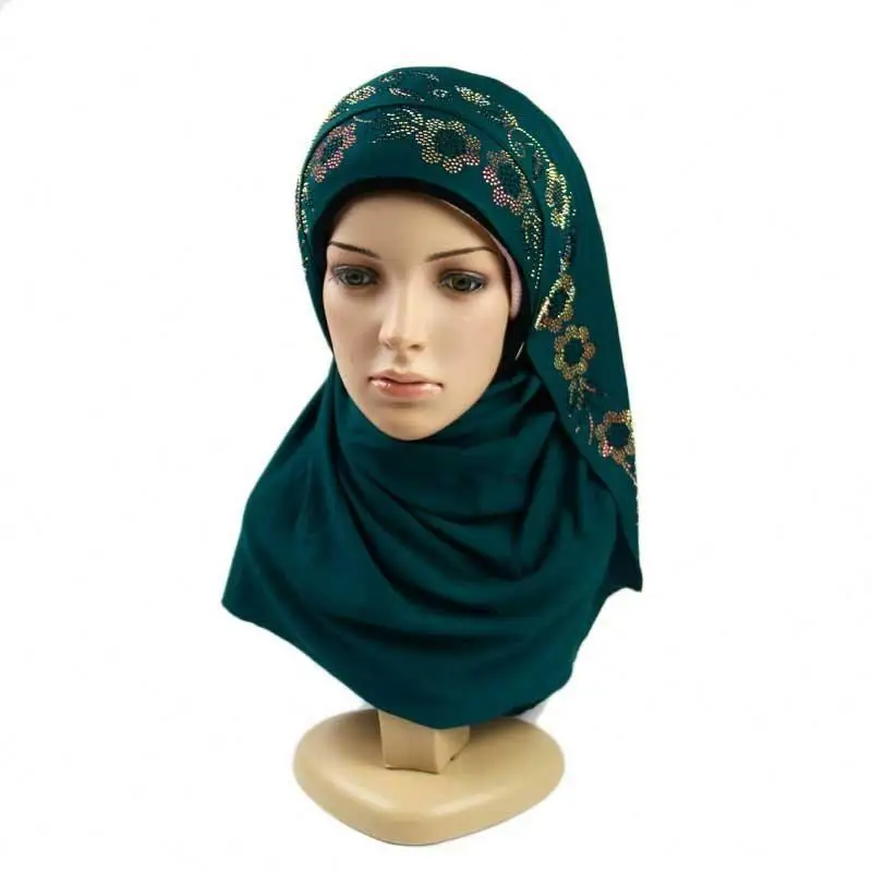 2019 grace style beautiful soft stretchy stones cotton jersey stoler hijab