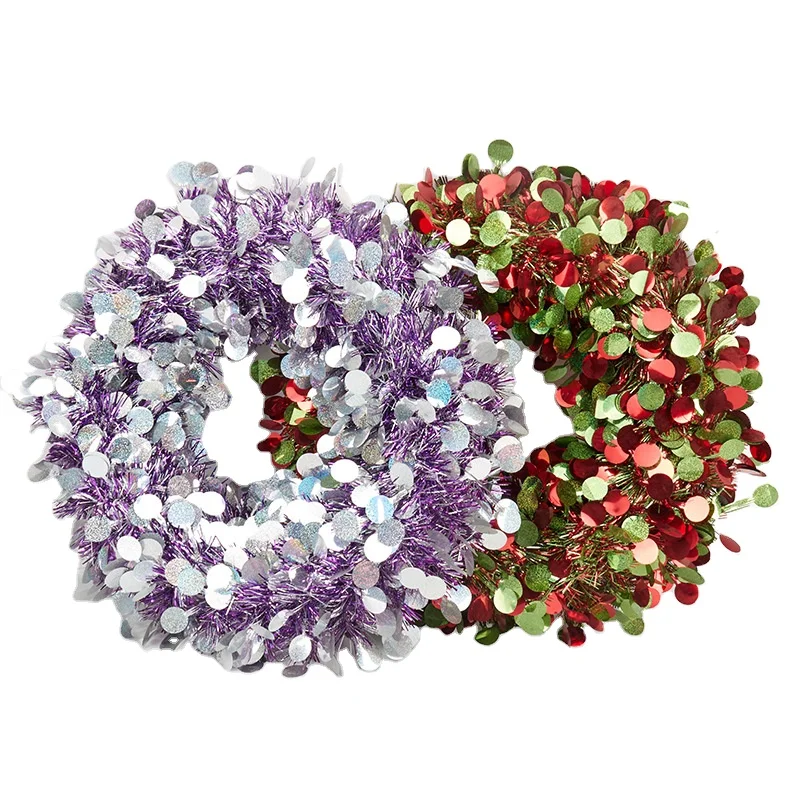 30cm Christmas Party Green Foil Tinsel Holly Wreath Door Wall Decoration