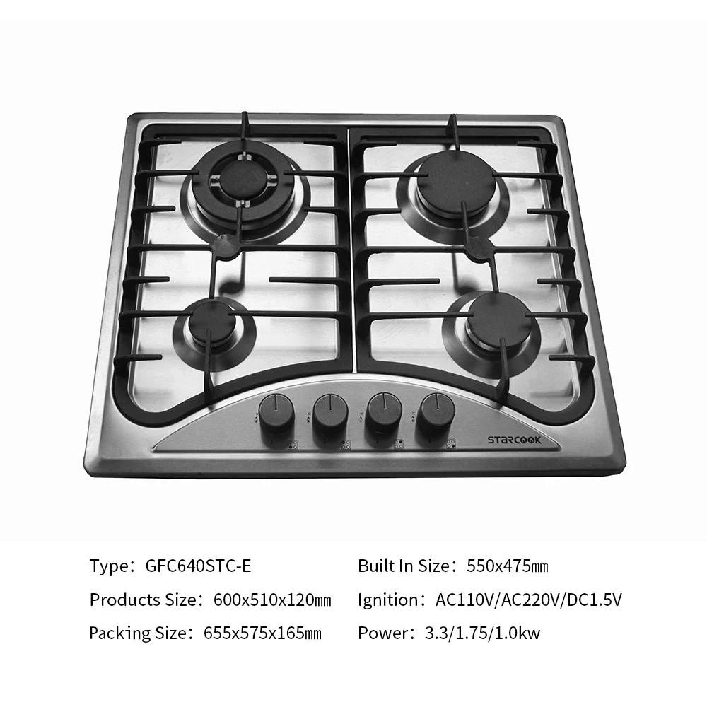 
Stainless Steel 4 Burner Built in Gas Hob Built-in Gas Stove 