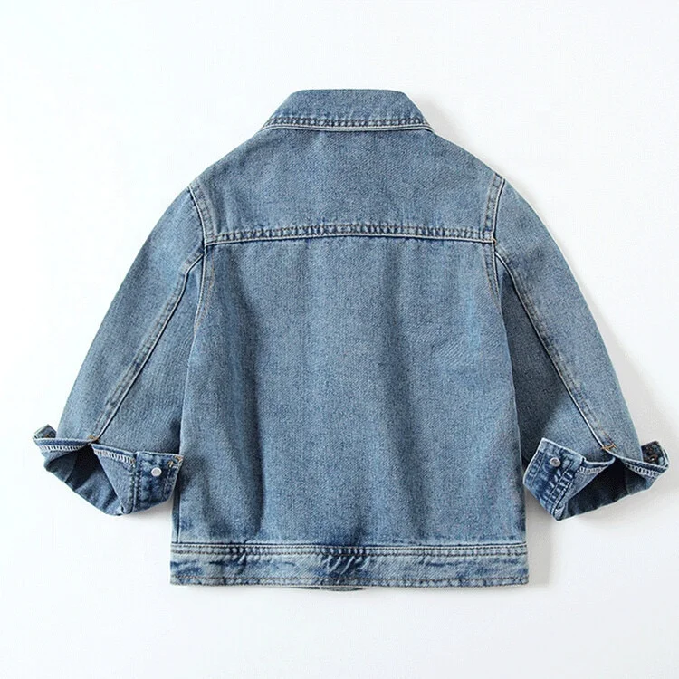 Custom Classic Solid Colour Boys And Girls Children Jean Clothing Washed Kids Denim Jacket