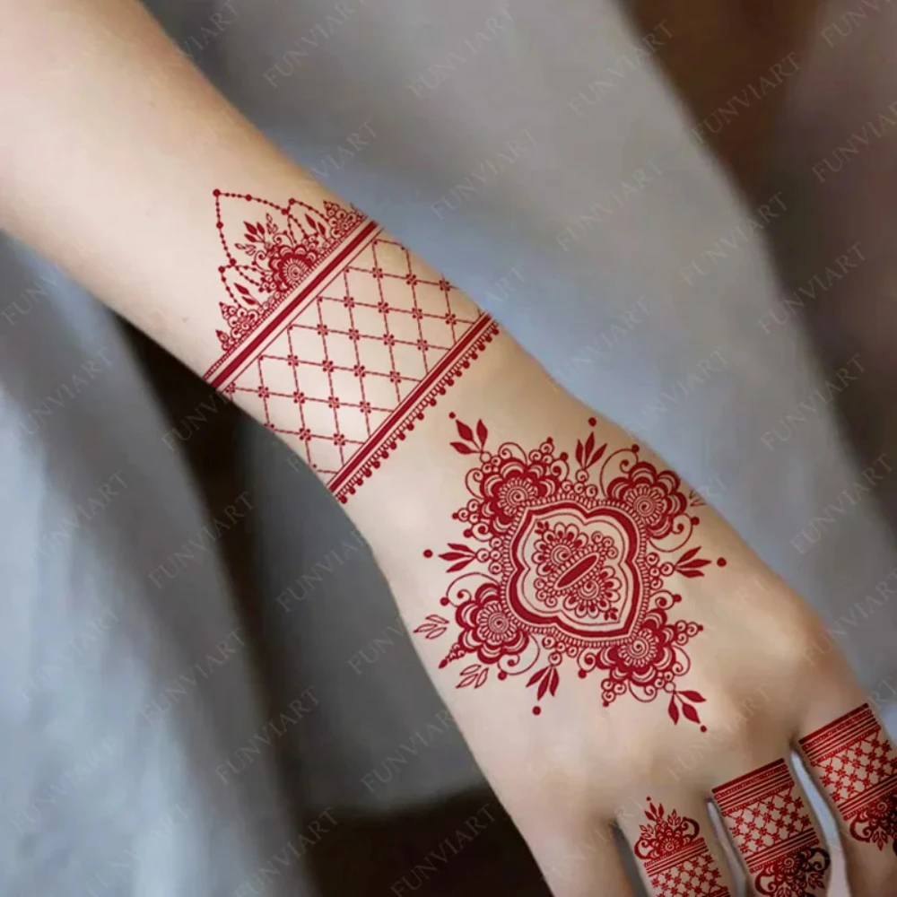 Henna Temporary For Hand Tattoo Body Art Sticker Template Wedding Tool India Flower Tattoo Stickers