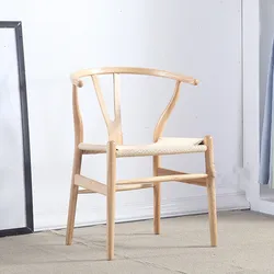 Wishbone Chairs Hand Weaving Courtyard  Outdoor Wood Chair Leisure Simple Ash Wood Material Wood Cane Chair