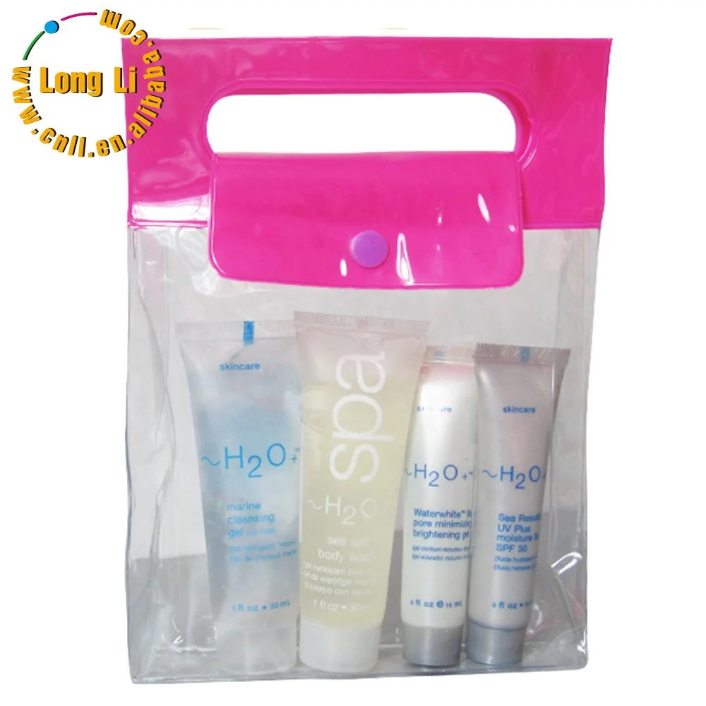 Gift Fashion customized waterproof travel PVC Vinyl Cosmetic Makeup Organiser Bag with Button