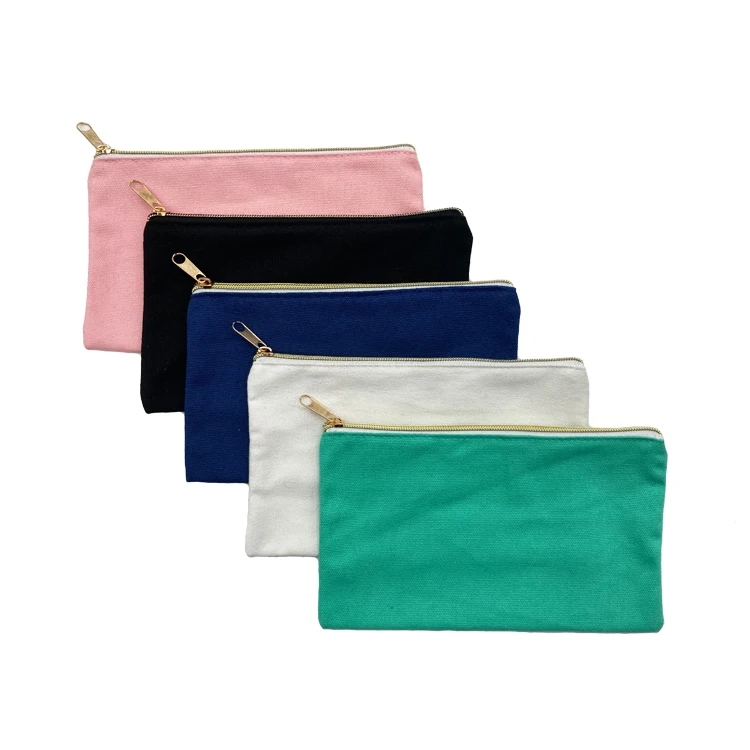 Blank Canvas School Student Pencil Bag Pencil Case With Zipper Closure