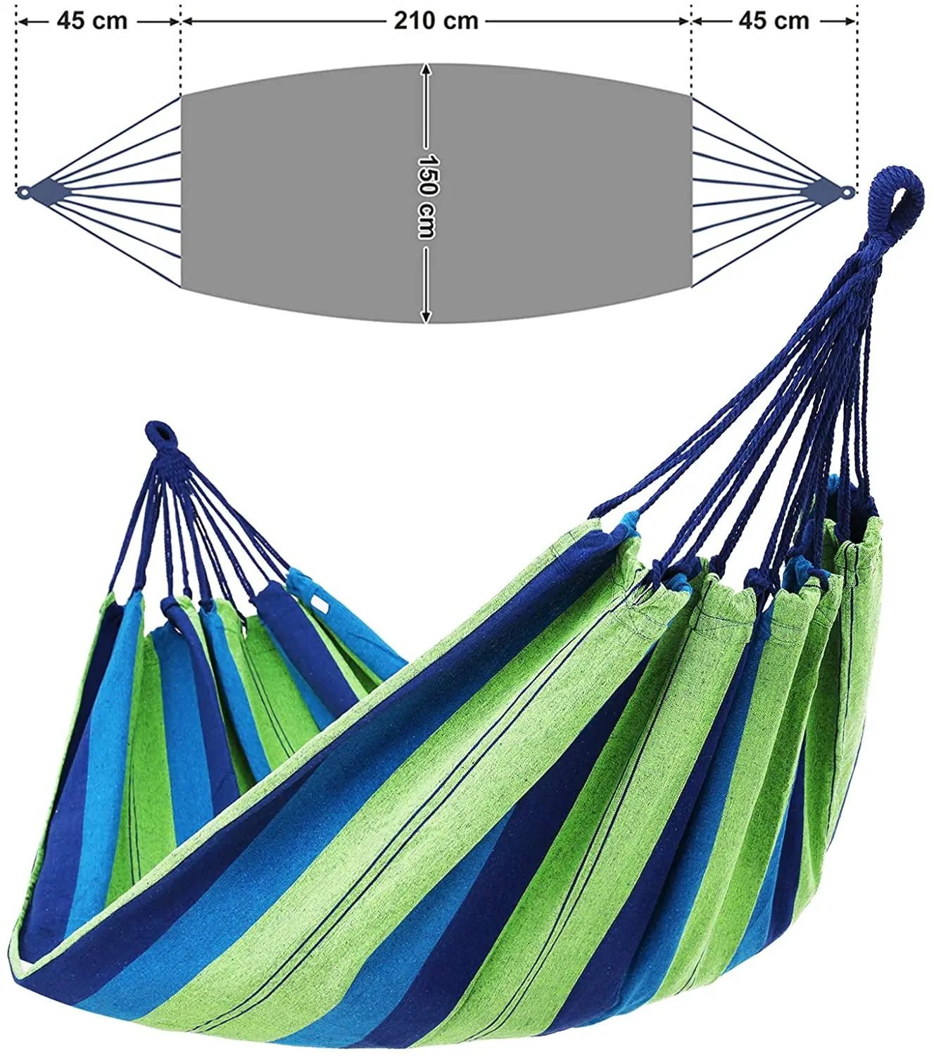 Tropical garden outdoor portable folding beach travel hammock canvas camping hammock swing with mounting straps