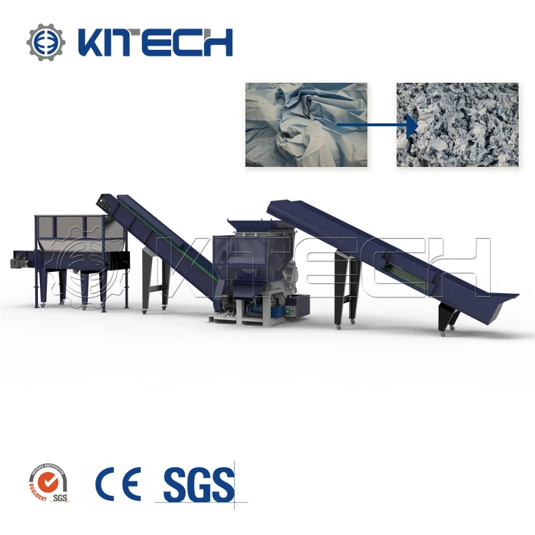 500kgh PP PE LDPE HDPE Waste Drip Tape Films Strong Plastic Recycling Shredding Machine