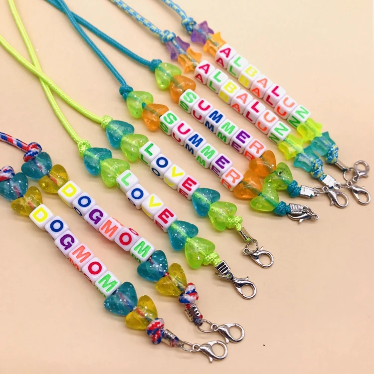 Wholesale Custom Fashionable Cute Letter Children Plastic Polyester Masking Chain With Two Hooks