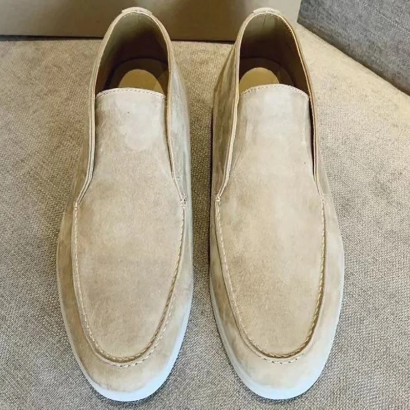 LP Luxury Unisex Loafer Shoe Kidsuede Upper Flat Casual Metal Fringe Decor Winter Season Walking Slip-On Breathable Comfortable