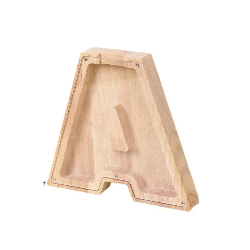 Professional Wholesale Letter Shapes Wooden Kids Piggy Bank Save Money Box Wooden Custom Piggy Bank