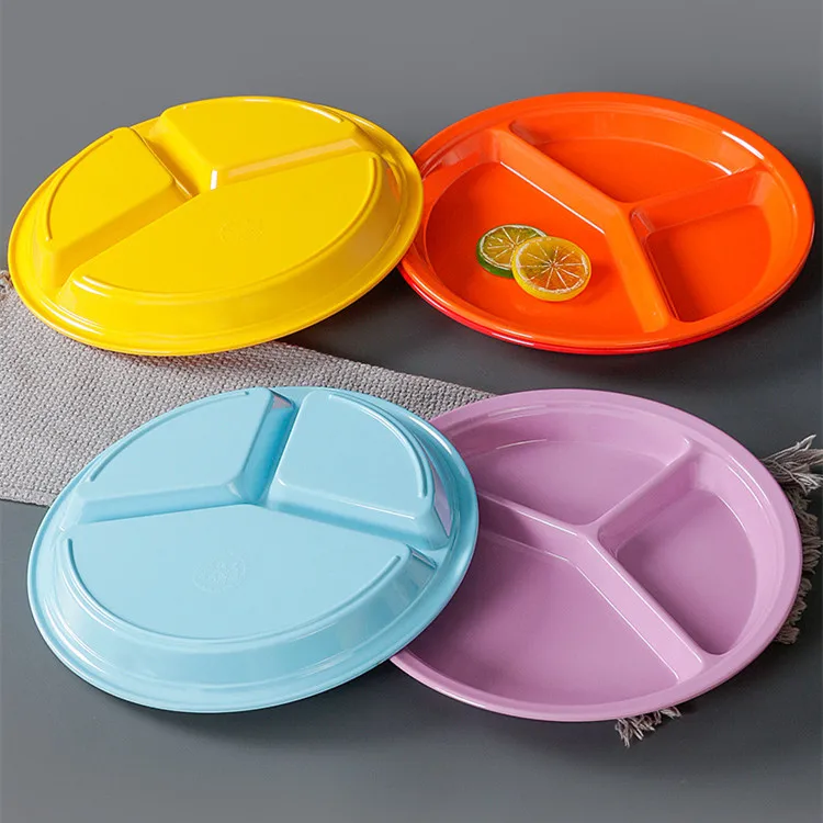 Colorful Divided Fast Food Tray School Canteen 3/4/6 Compartment Melamine Lunch Dinner Plates For Kids