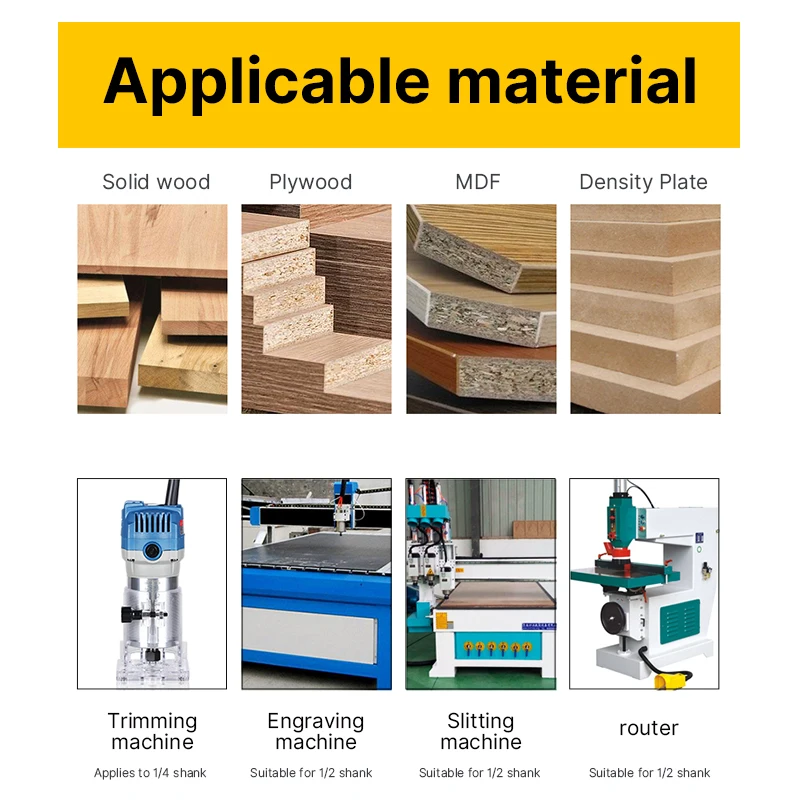 Arden 1/2 TCT three flutes roughing cutter wood 3F milling cutters woodworking slotting trimming route bits