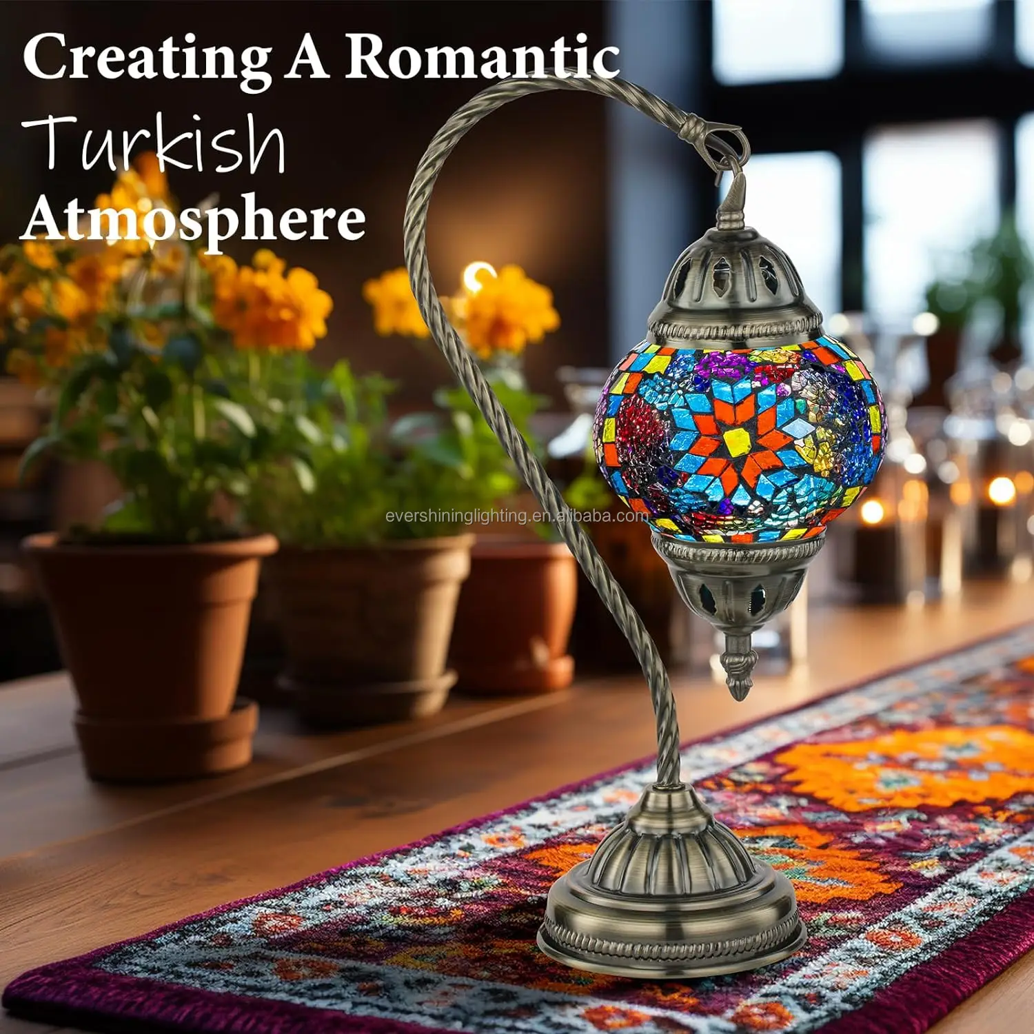 Marrakech Bohemian Light Handmade Turkish Mosaic Lamp Kit DIY Decorative Stained Glass Table Desk Night Light