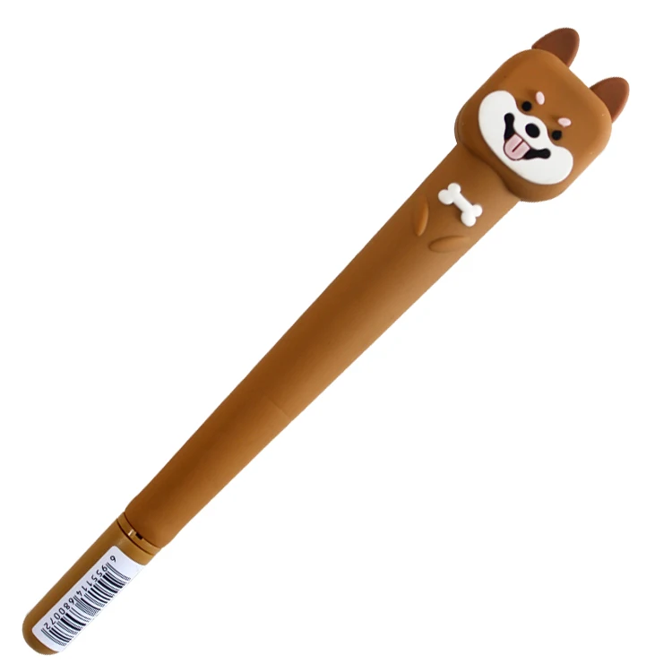 O&Q Cute Animal series special creative design Beardog PVC gel ink pen with comfortable hard silicone pen holder