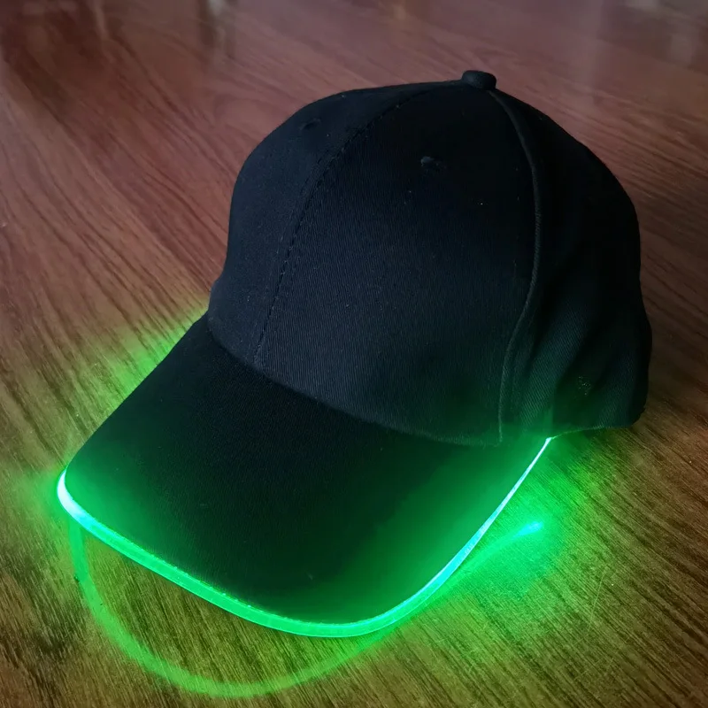 New Arrivals Cross-border Supply Wholesale Customized LED Optical Fiber Hat Casual Game Luminous Hat Party Light Cap