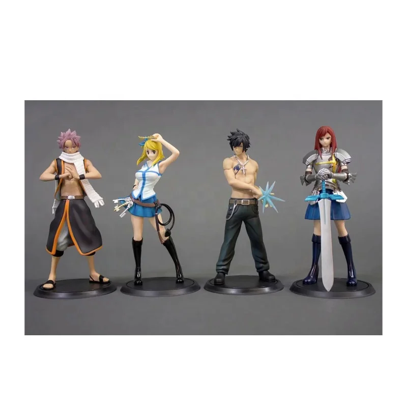 4pcs/set FAIRY TAIL PVC Lucy# Erza# Gray# Natsu# Figure Model Toys  Collection Doll with box wholesale