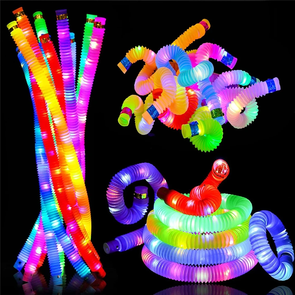 2023 Newest Release LED Sensory Pop Led Tube Light Up Pop Tubes Fidget Sensory Toys Glow in Dark Party Supplies Led Pop Tubes