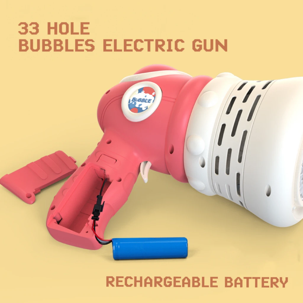 Hot Sale Summer Bubble Gun 33 Holes Automatic Blower Soap Bubbles Machine Gun Blowing Bubbles Light Up Outdoor Toy For Kids