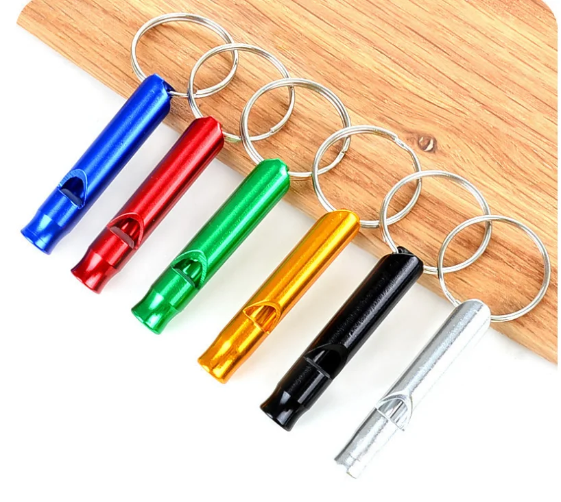 2021 new  Whistles for dogs Survival Aluminum Whistle with Black Blue Red Purple Green Key Chain Whistle