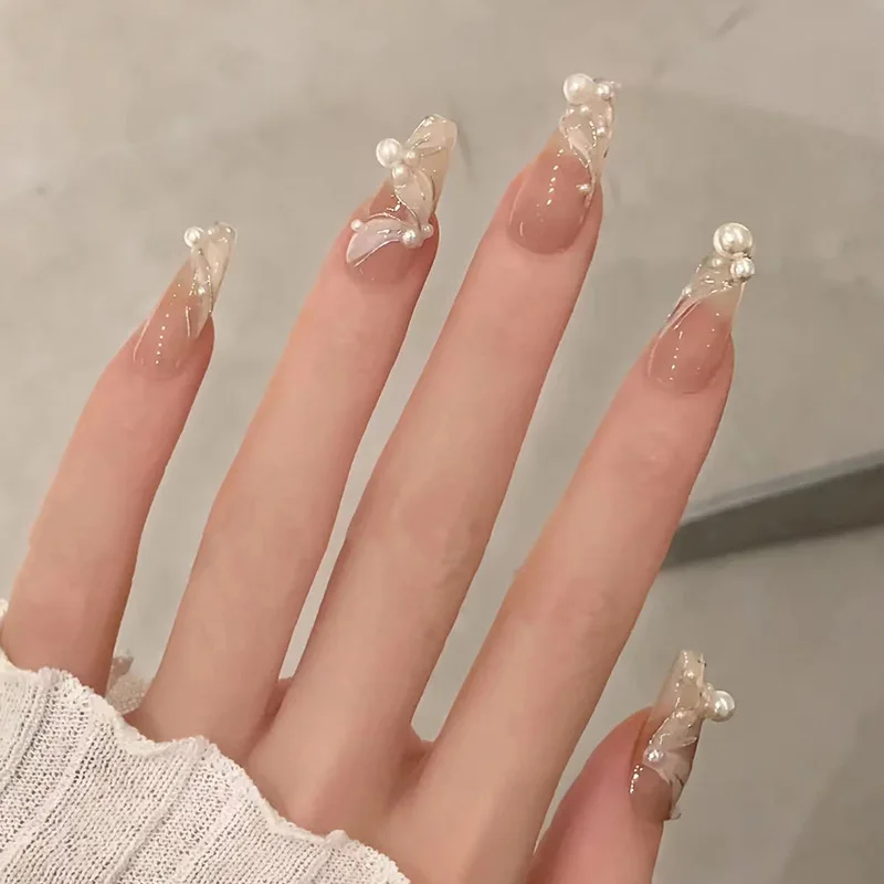 Factory Direct Fashionable French Style Long and Short Nail Tips Pink Removable Acrylic Manicure Wholesale False Nails