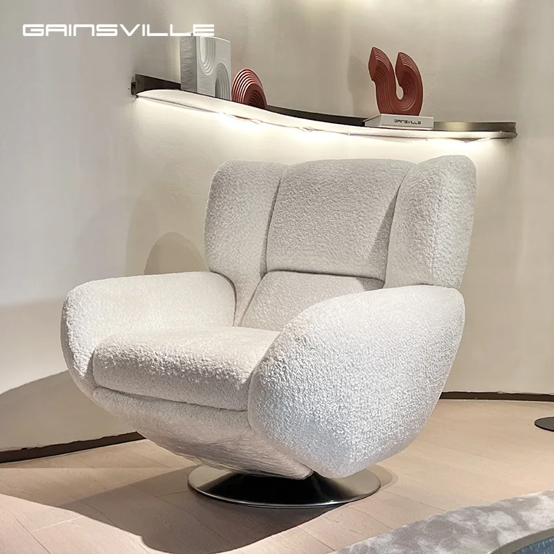 Gainsville Neutral Design Functional Adjustment Leisure Chair  High Quality Teddy Lambswool Lounge Sofa For Villa Apartment